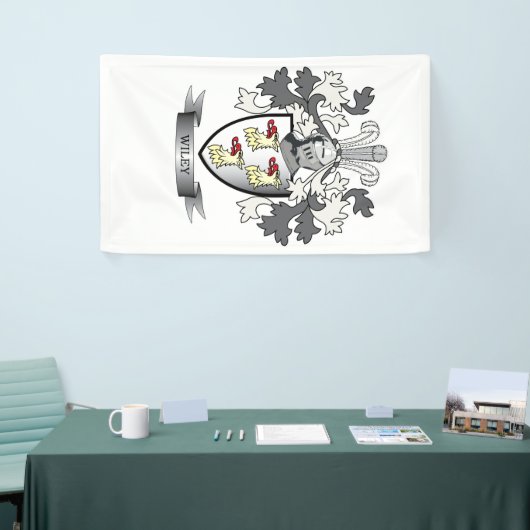 Wiley Family Crest Coat of Arms Spandoek (Beurs)