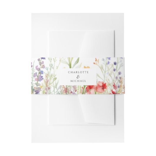 Wilflowers bruiloft uitnodiging buik band uitnodigingen wikkel (Voorkant Voorbeeld)