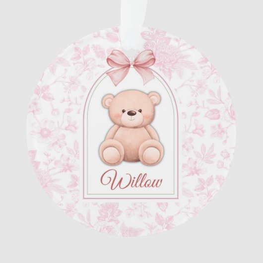 wilg | Aangepaste Roze Teddybeer Nursery Design Ornament (voorkant)