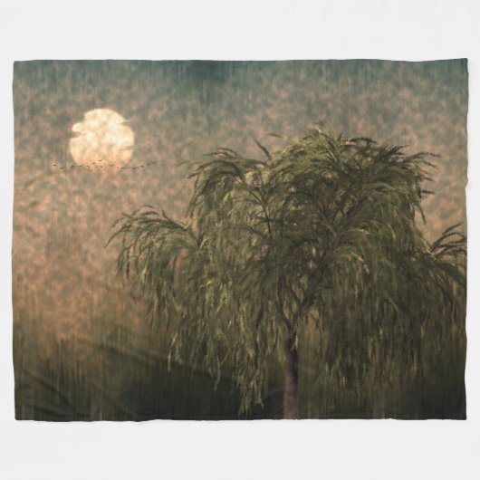 Wilg bij zonsondergang fleece deken (Voorkant (Horizontaal))