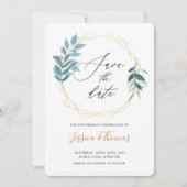 Wilg bladeren en gouden lijst slaan de datumkaart  save the date (Voorkant)