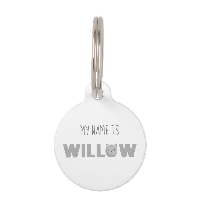 Wilg grijs of gember kat ID-tag Huisdierpenning (Voorkant)