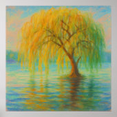 Wilg in het water - Pastel schilderstijl Natuur Ar Poster (Voorkant)