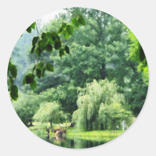 Wilg wekken in de vuist ronde sticker
