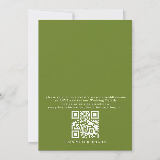 Wilgboom Landelijke Groene Moderne QR Code Trouw Kaart (Achterkant)