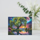 Wilgboom onder een Volle Maan N Sterrenhemel Zonso Briefkaart (Staand voorkant)