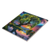 Wilgboom onder een Volle Maan N Sterrenhemel Zonso Tegeltje (Zijkant)