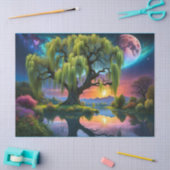 Wilgboom onder een Volle Maan N Sterrenhemel Zonso Tissuepapier (Craft)