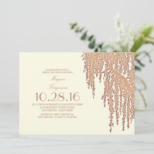 Wilgboomelegant vrijgezellenfeest in de openlucht kaart (Staand voorkant)