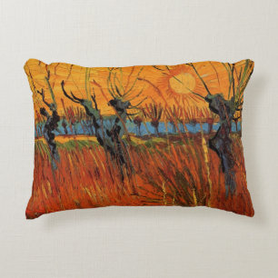 Wilgen bij zonsondergang door Vincent van Gogh Accent Kussen