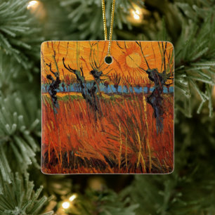 Wilgen bij zonsondergang door Vincent van Gogh Keramisch Ornament