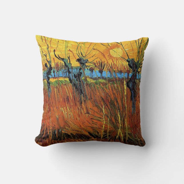 Wilgen bij zonsondergang door Vincent van Gogh. Kussen (Voorkant)