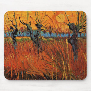 Wilgen bij zonsondergang door Vincent van Gogh Muismat
