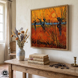 Wilgen bij zonsondergang door Vincent van Gogh Poster