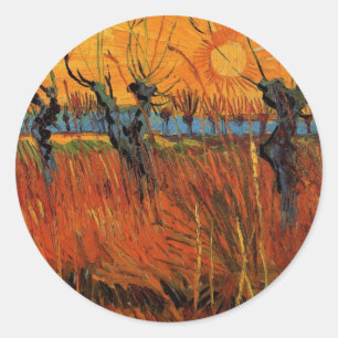 Wilgen bij zonsondergang door Vincent van Gogh Ronde Sticker