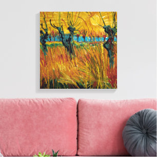 Wilgen bij zonsondergang Van Gogh Canvas Afdruk