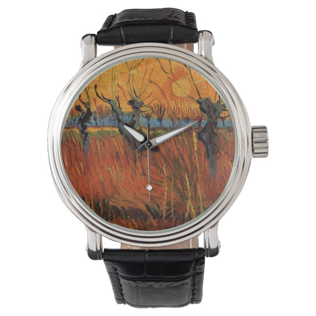 Wilgen bij zonsondergang van Vincent van Gogh Horloge (Voorkant)