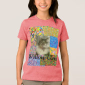 Wilgen dal patchwork en kat Tri-Blend shirt (Voorkant)