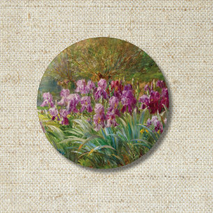 Wilgen en irissen bij een kreek ronde button 3,2 cm