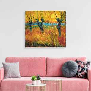 Wilgen op zonsondergang Van Gogh Canvas Afdruk
