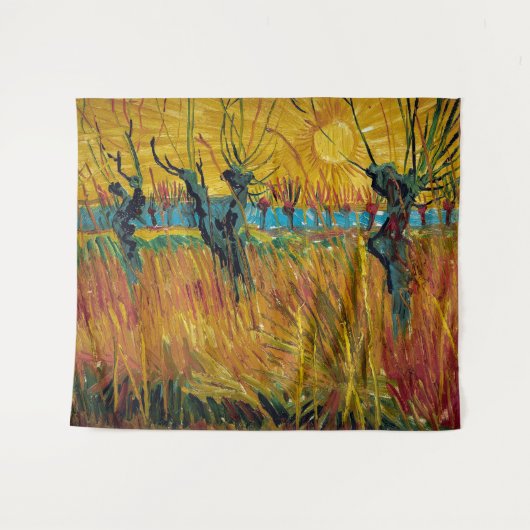 Wilgen op zonsondergang | Van Gogh | Wandkleed (Voorkant (horizontaal))