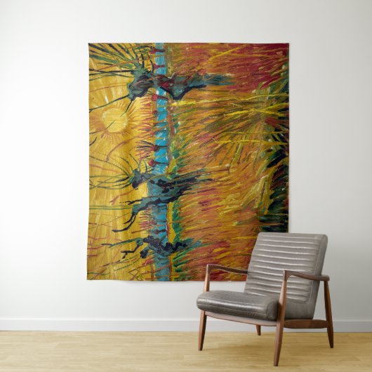 Wilgen op zonsondergang | Van Gogh | Wandkleed (In situ)