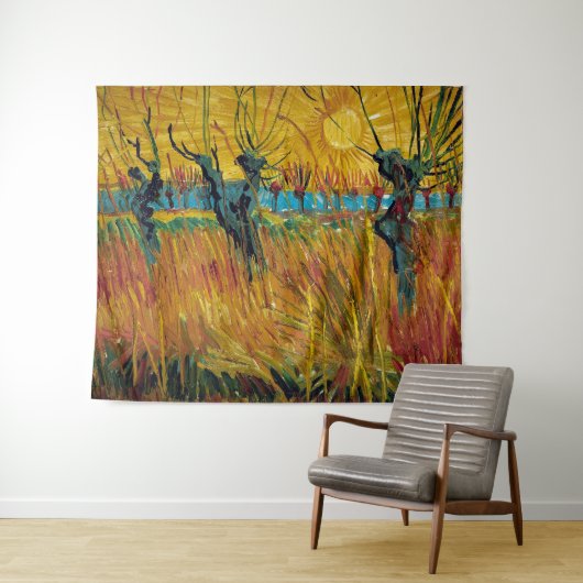 Wilgen op zonsondergang | Van Gogh | Wandkleed (In Situ (horizontaal))