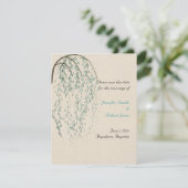 Wilgen tak op linnen bewaar de datum kaart (Staand voorkant)