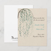 Wilgen tak op linnen bewaar de datum kaartje kaart (Voorkant / Achterkant)