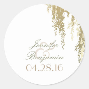 wilgenboom elegante bruiloft ronde sticker