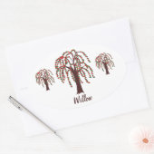 Wilgenboom met harten - ovale sticker (Envelop)