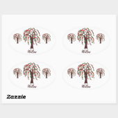 Wilgenboom met harten - ovale sticker (Vel)