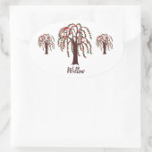 Wilgenboom met harten - ovale sticker (Tas)