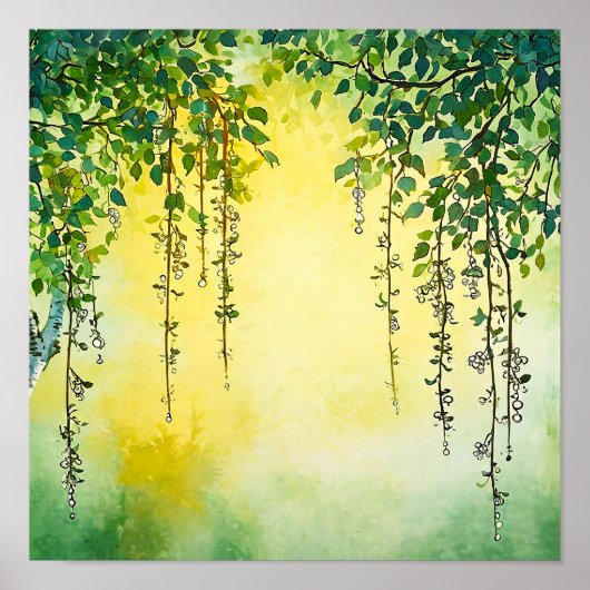 Wilgenboom Zachte botanische landschapsprint Poster (Voorkant)