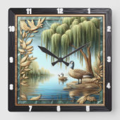 wilgengans vierkante klok (Voorkant)