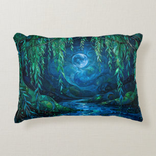 Wilgmaan Saille Stromende Rivier Groen Blauw Nacht Accent Kussen