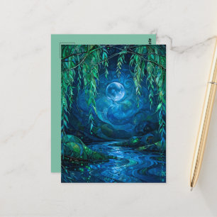 Wilgmaan Saille Stromende Rivier Groen Blauw Nacht Briefkaart