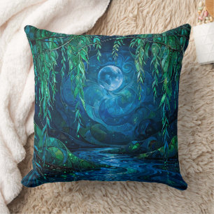 Wilgmaan Saille Stromende Rivier Groen Blauw Nacht Kussen