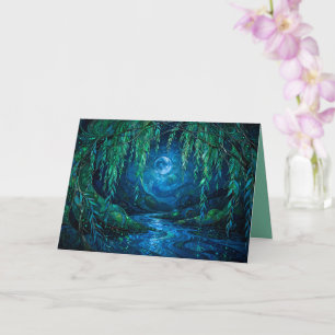 Wilgmaan Stromende Rivier Nacht Groen Blauw Kaart