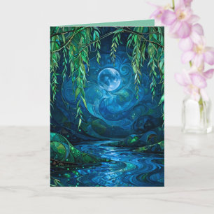 Wilgmaan Stromende Rivier Nacht Groen Blauw Kaart