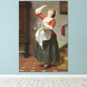 Wilhelm Amber - Het dienstmeisje (1862) Canvas Afdruk (Insitu (Houten vloer))