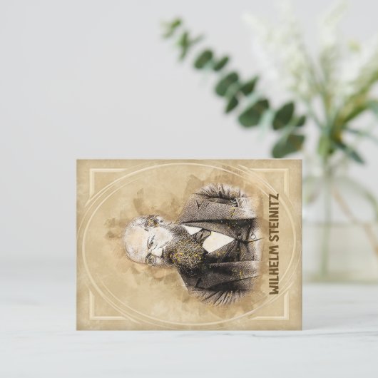 Wilhelm Steinitz, schaker Briefkaart (Staand voorkant)