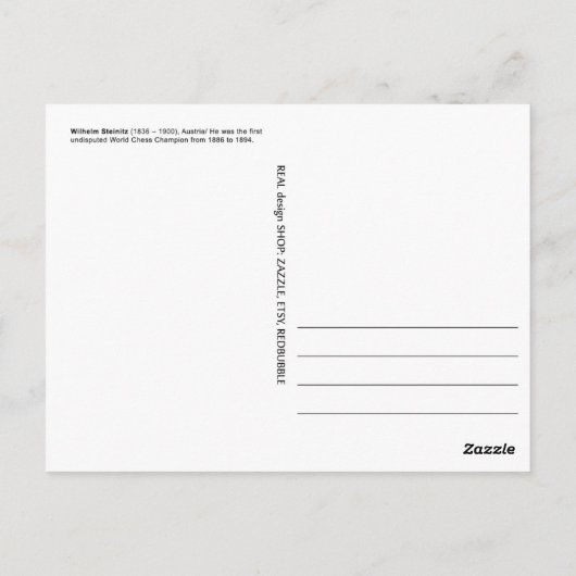 Wilhelm Steinitz, schaker Briefkaart (Achterkant)