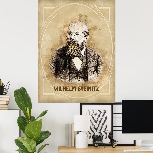 Wilhelm Steinitz, schaker Poster (Thuiskantoor)