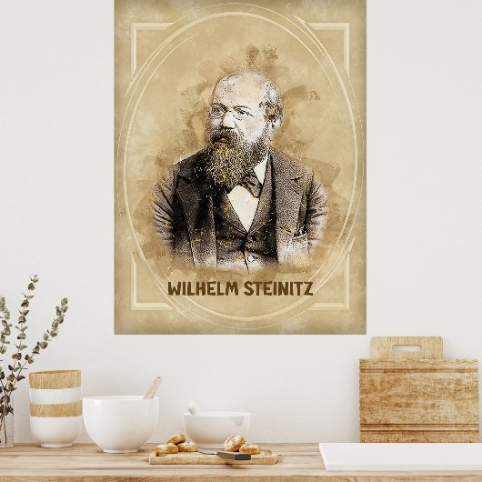 Wilhelm Steinitz, schaker Poster (Keuken)