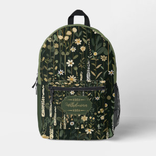 Wilhelmina Dark Daisy Floral Bedrukte Rugzak