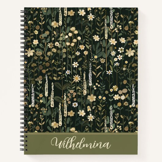 Wilhelmina Dark Daisy Floral Deluxe Notitieboek (Voorkant)