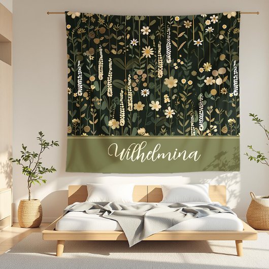 Wilhelmina Dark Daisy Floral Fleece Deken