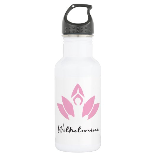 Wilhelmina. lotus W, yoga pose modern script Waterfles (Voorkant)