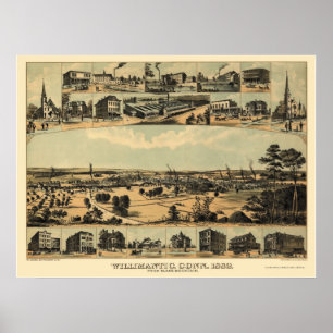 Wilimantische, CT Panoramische Kaart - 1882 Poster